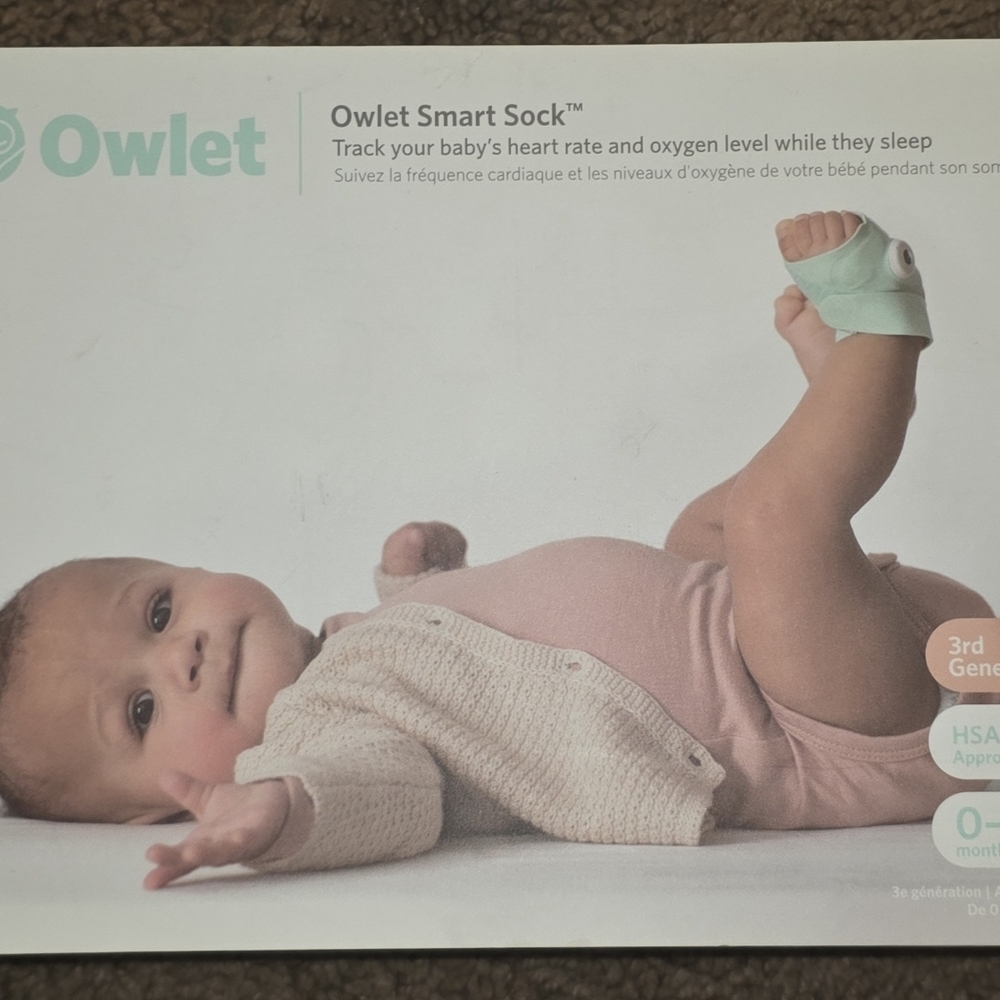 Owlet Smart Sock Baby Monitor - Mint Green GENTLY USED Generation 3